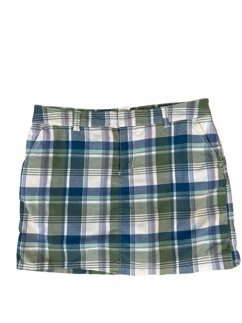 Sonoma Preppy Blue Green Purple Plaid Cotton Original Skort Size 12